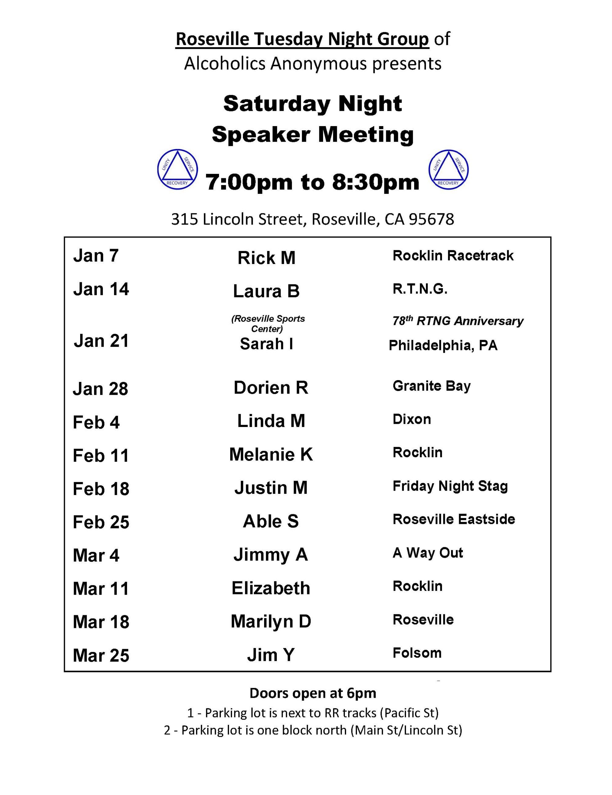 Printable meeting schedules welcome to alcoholics anonymous in placer